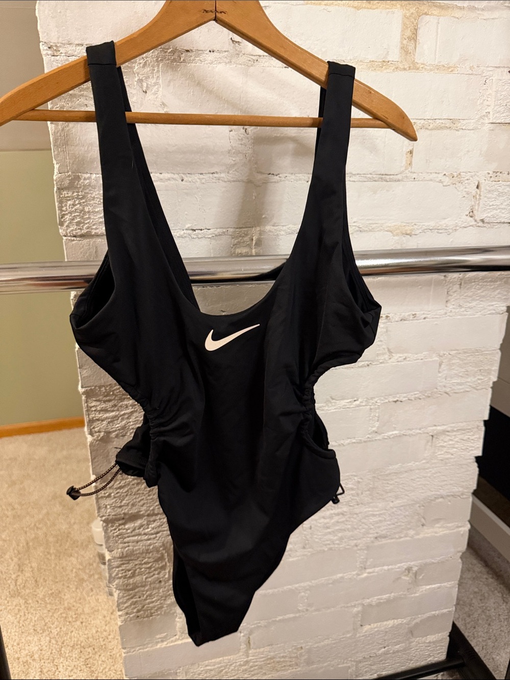 Nike Black One-Piece Swimsuit with White Swoosh